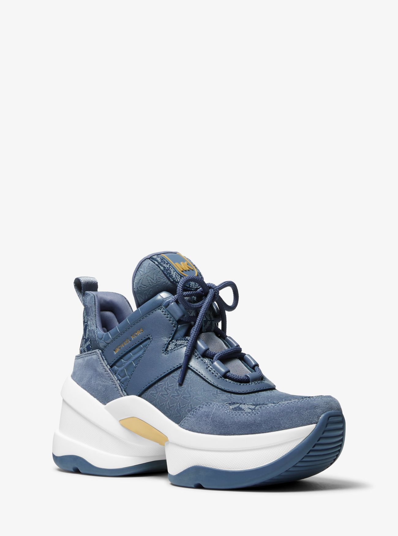 michael kors olympia logo and leather trainer