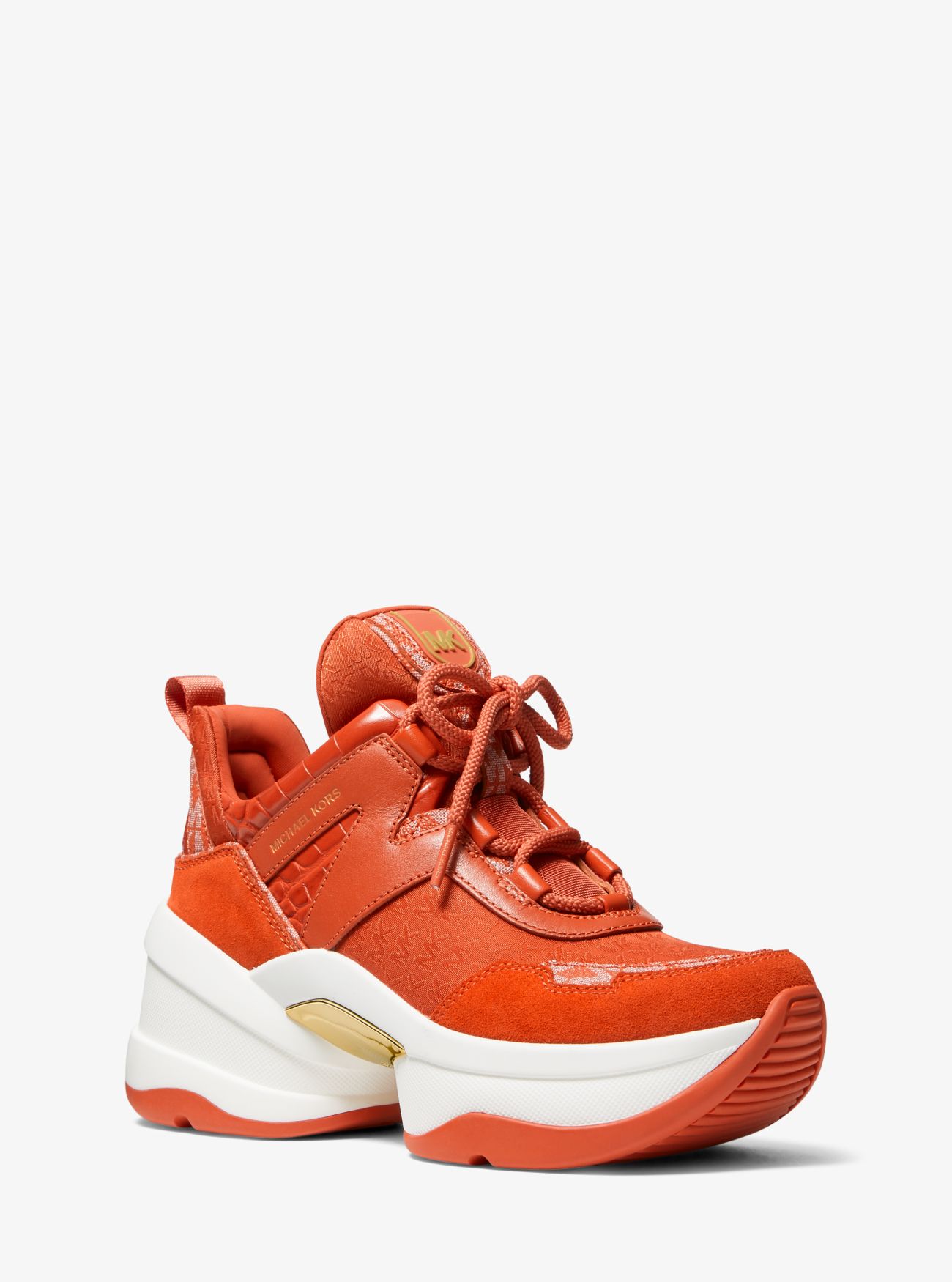 orange leather trainers
