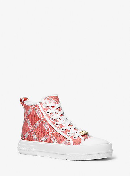 MK Evy Empire Logo Jacquard High-Top Trainers - Spiced Coral - Michael Kors
