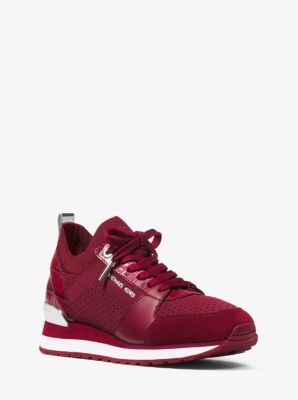 Basket Billie en cuir et tricot - ROUGE BORDEAUX(ROUGE) - Michael Kors