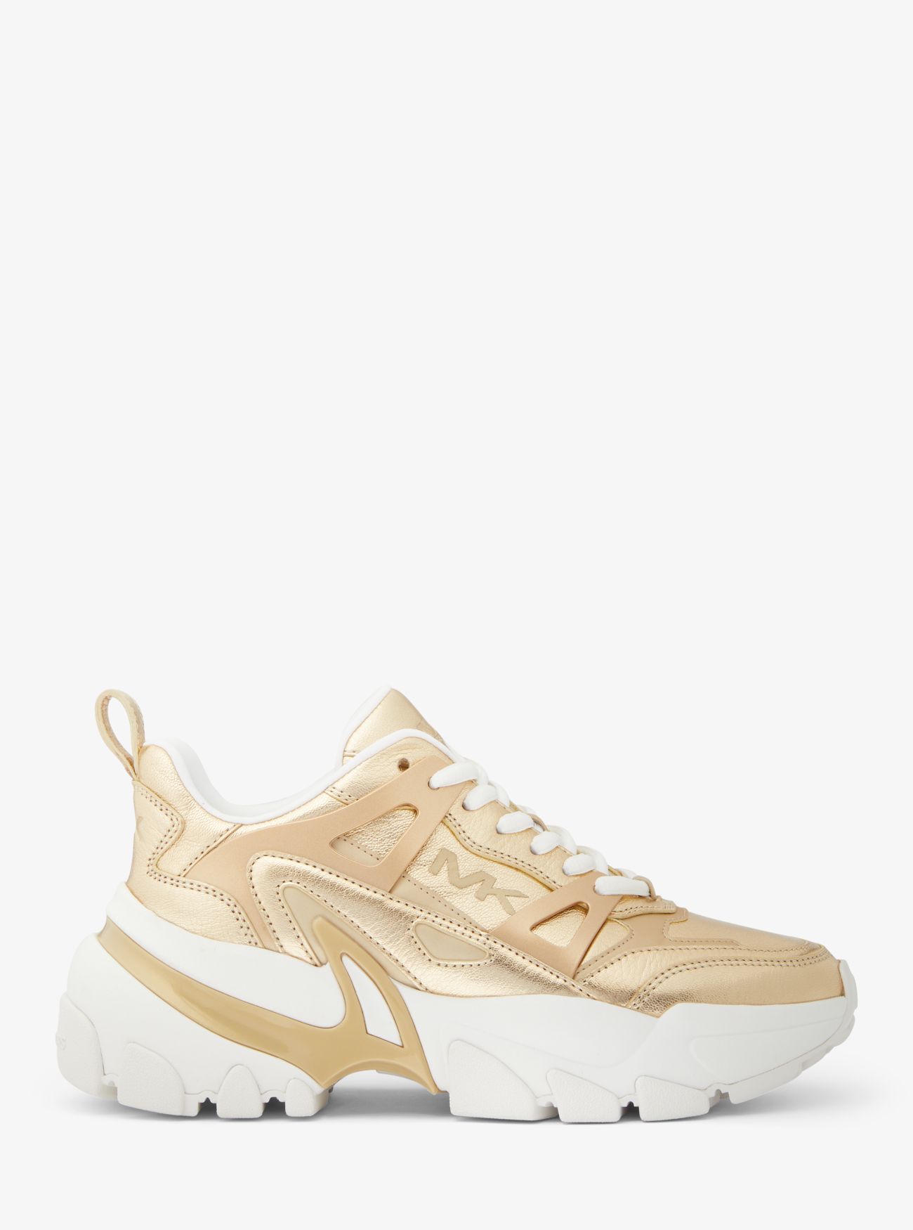 MK Nick Metallic Leather Trainer Pale Gold Michael Kors