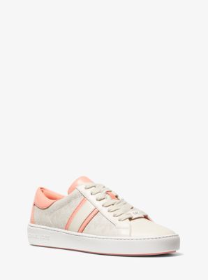 Basket Keaton rayée en cuir et jacquard à logo - DESERT FLWR - Michael Kors