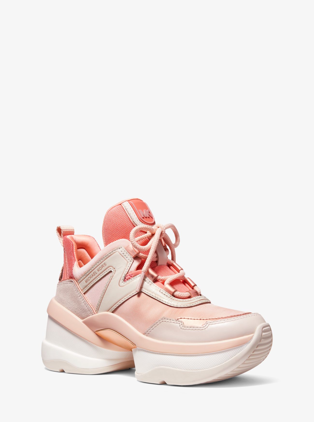 michael kors olympia canvas and leather trainer