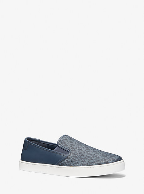 Michael Kors Cal Logo And Leather Slip-on Sneaker In Blue