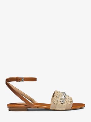 Hadden Embellished-Rope and Leather Sandal by Michael Kors