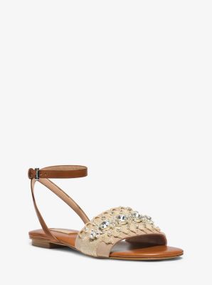 Hadden Embellished-Rope and Leather Sandal by Michael Kors
