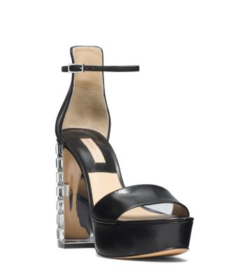 Nikki Embellished Leather Platform Sandal by Michael Kors