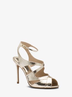 Cordelia Leather and Snakeskin Sandal by Michael Kors
