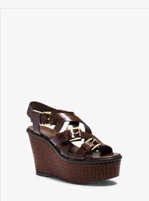 Varick Snakeskin and Leather Platform Wedge by Michael Kors