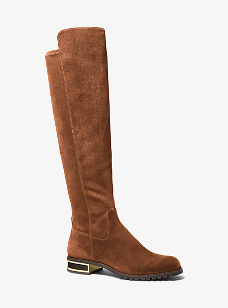 MK Alicia Faux Suede Over-the-Knee Boot - Luggage Brown - Michael Kors
