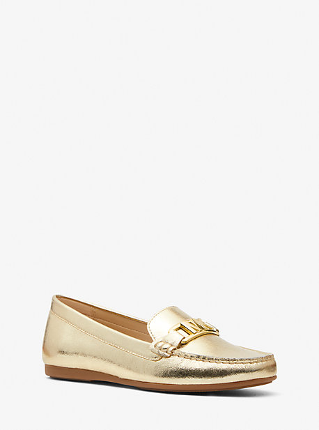 Michael Kors Camila Metallic Faux Leather Moccasin In Gold