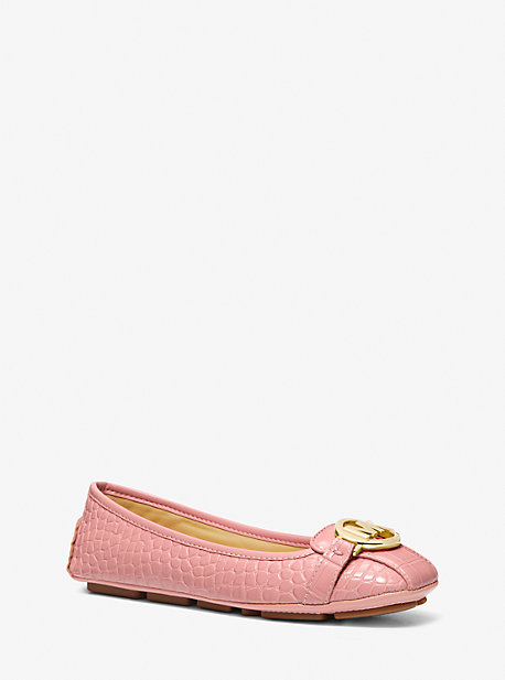 Michael Kors Fulton Crocodile Embossed Faux Leather Moccasin In Pink