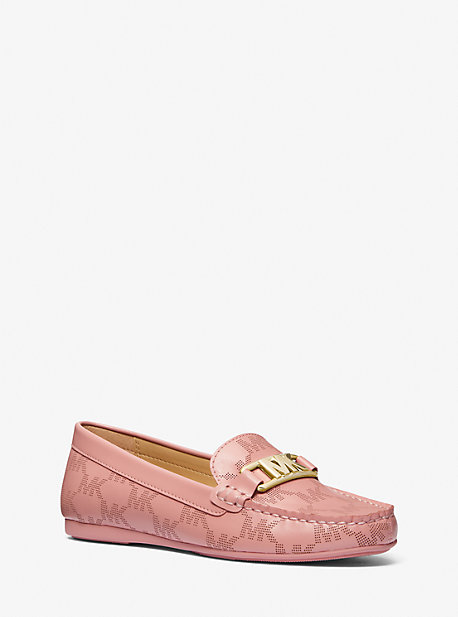 Michael Kors Camila Logo Perforated Faux Leather Moccasin In Pink