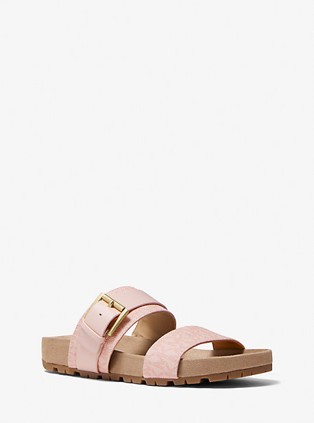 Michael Kors Mylah Logo And Leather Sandal In Pink