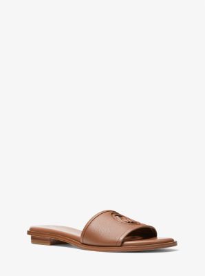 Michael Kors Deanna Cutout Leather Slide Sandal In Brown ModeSens