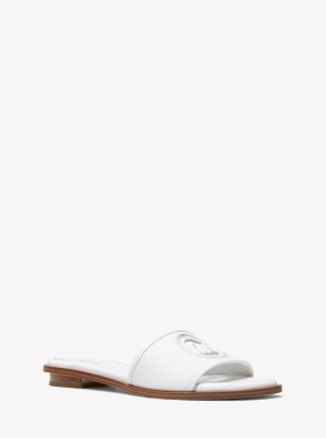 Michael Kors Deanna Cutout Leather Slide Sandal In White ModeSens