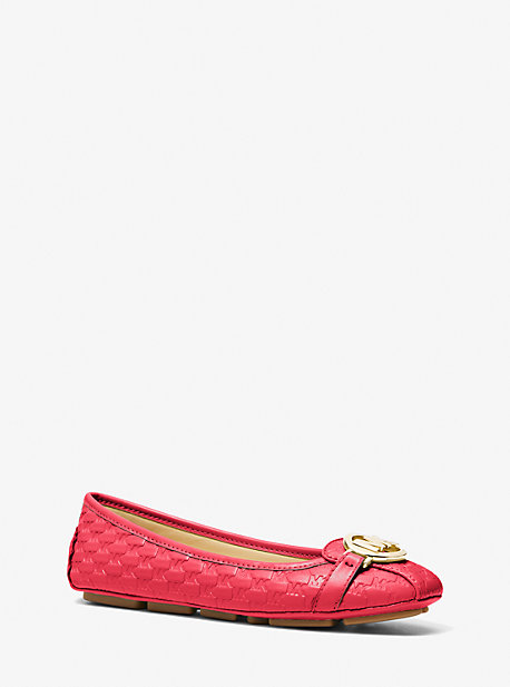 Michael Kors Fulton Logo Embossed Faux Leather Moccasin In Red