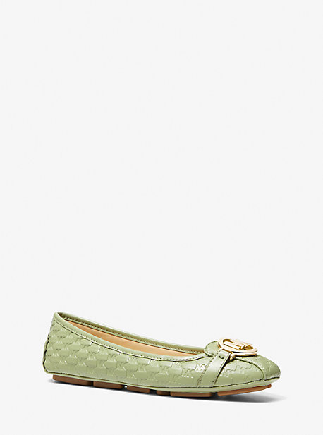 Michael Kors Fulton Logo Embossed Faux Leather Moccasin In Green