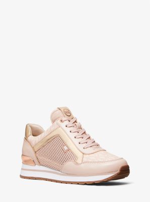 Michael Kors Maddy Mixed-media Trainer In Pink