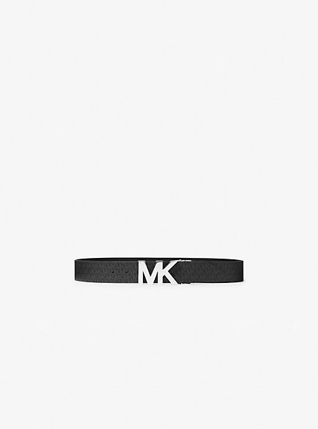 Michael Kors Reversible Logo And Leather Waist Belt In Black