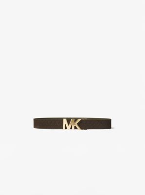 MK Reversible Logo and Leather Waist Belt - Brown/olive - Michael Kors