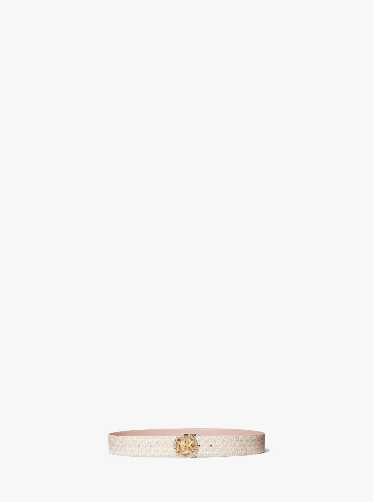 MK Reversible Logo and Leather Belt - Vanilla/soft Pink - Michael Kors