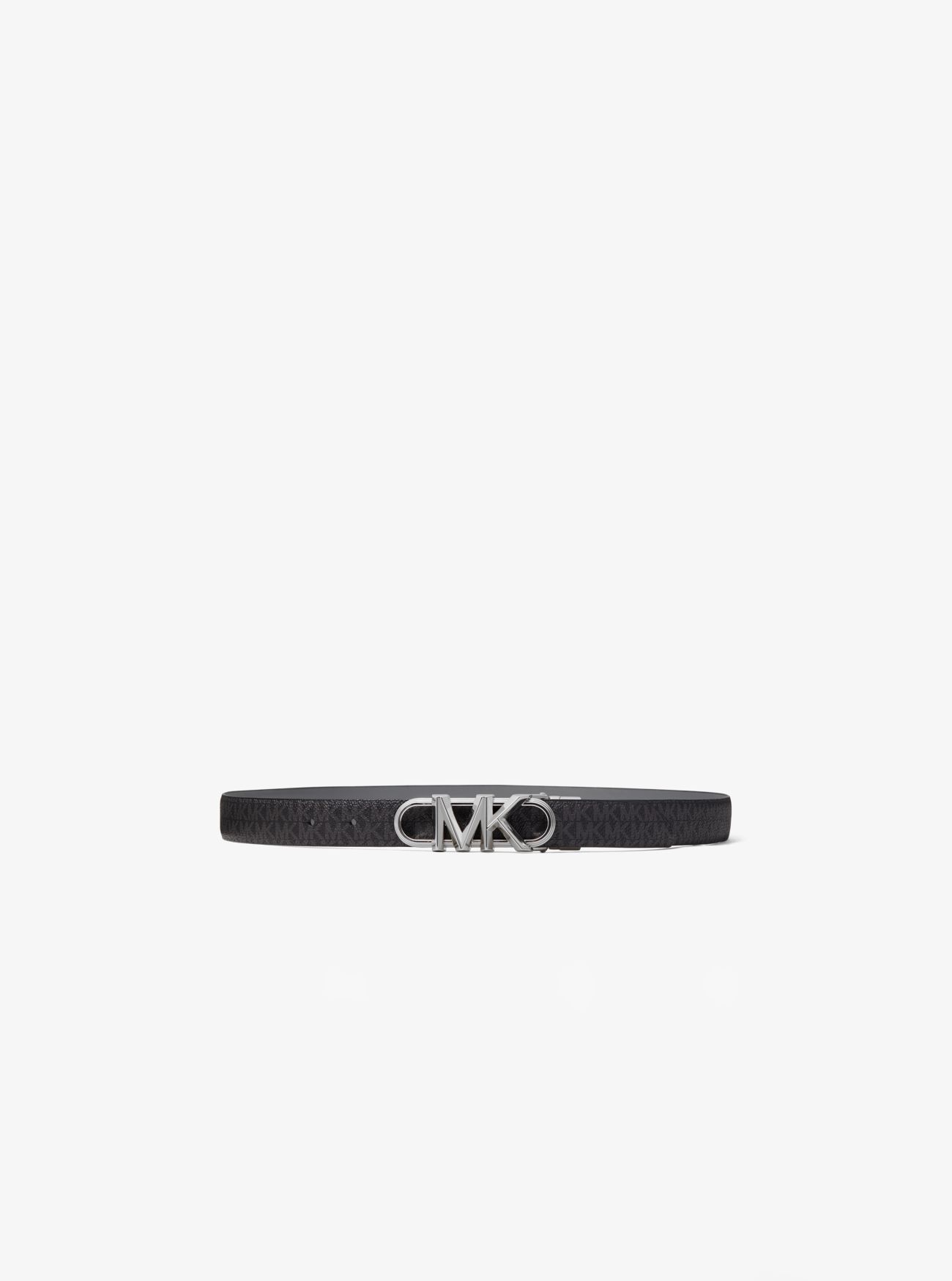 MK Reversible Logo and Leather Belt - Black/heather Grey - Michael Kors