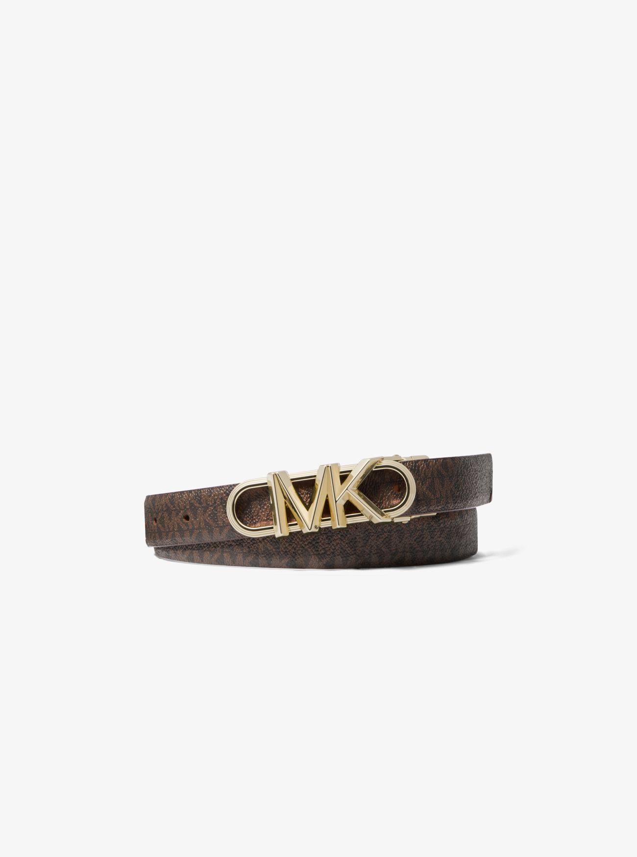 MKCinturón reversible de piel con logotipo clásico e imperio - Luggage(Marrón) - Michael Kors