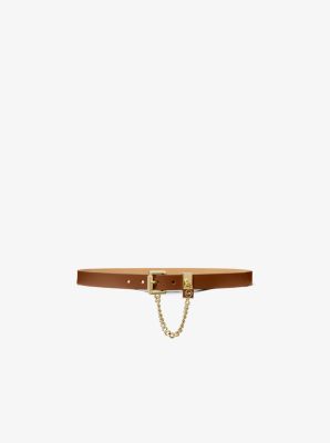 MK Chain Embellished Belt - Luggage Brown - Michael Kors