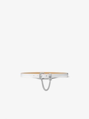 MK Chain Embellished Belt - Optic White - Michael Kors