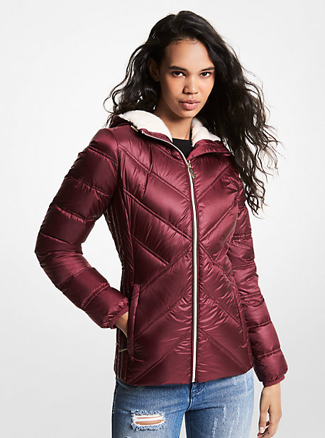 Michael Kors Faux Fur-lined Quilted Nylon Packable Puffer Jacket 