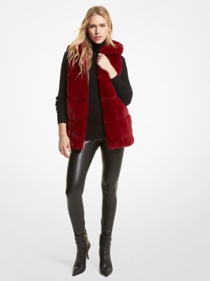 Michael Kors Quilted Faux Fur Hooded Vest