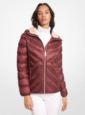 Michael Kors Nylon Packable Hooded Jacket In Purple