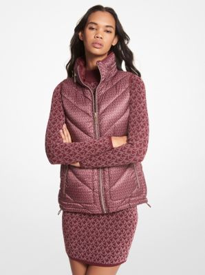 Michael Kors Reversible Logo Print Quilted Vest In Purple ModeSens