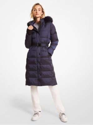 Michael kors quilted hot sale belted coat