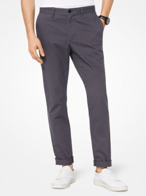 Pantalon chino en coton sergé coupe slim - FUMÉE(GRIS) - Michael Kors