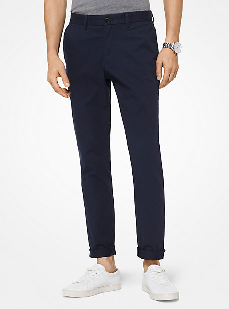 Pantalon chino en coton sergé coupe slim - BLEU DE MINUIT(BLEU) - Michael Kors