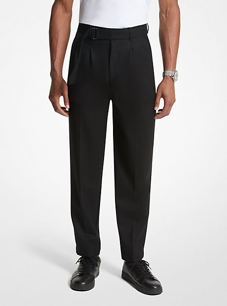 MK Stretch Wool Flannel Belted Trousers - Black - Michael Kors product