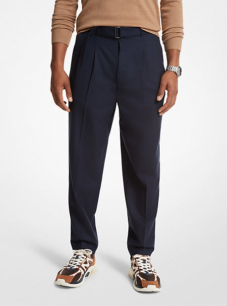 MK Pantaloni in flanella di lana stretch con cintura - Notte (Blu) - Michael Kors