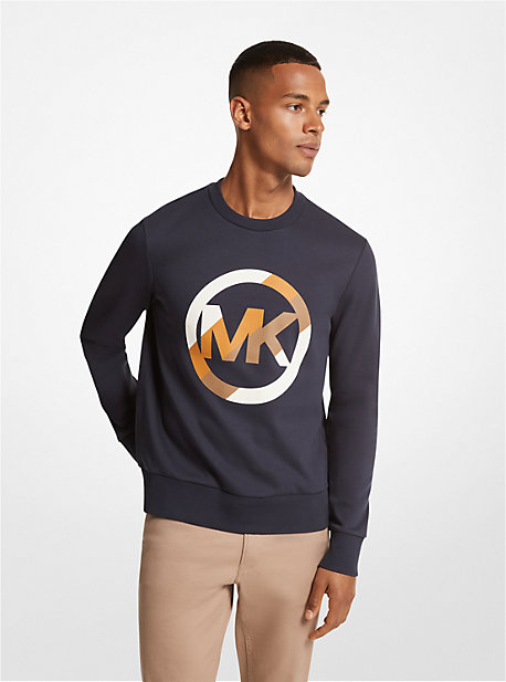 MK Logo Charm Print Stretch Cotton Sweatshirt - Midnight - Michael Kors