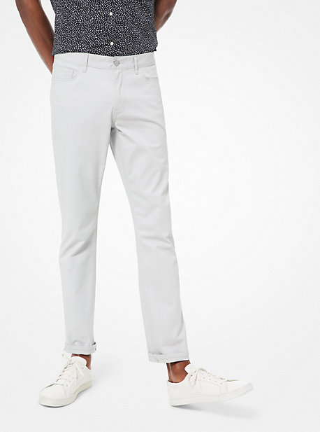 Pantalon Parker coupe slim en sergé extensible - GRIS PERLE(GRIS) - Michael Kors