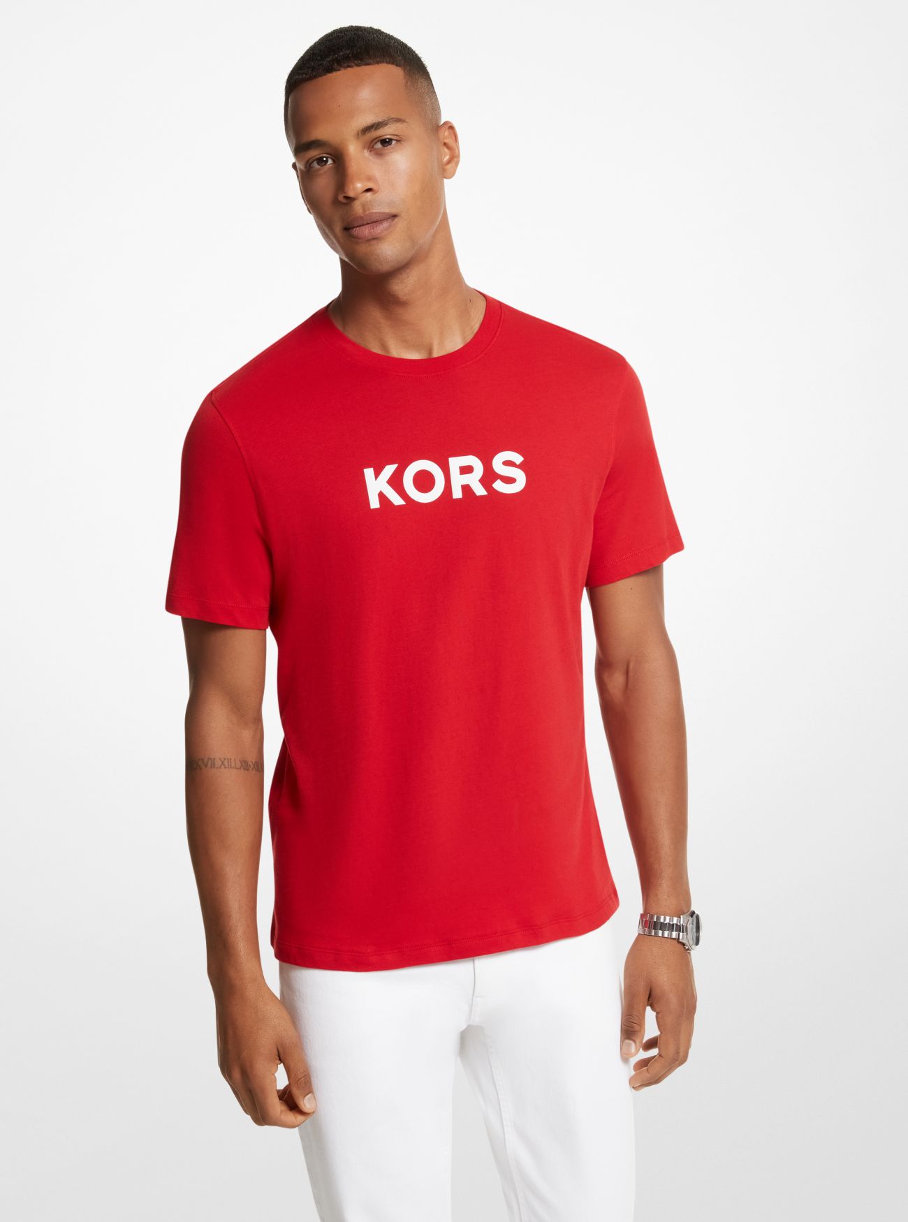 MKCamiseta de algodón con estampado KORS - Carmesí(Rojo) - Michael Kors