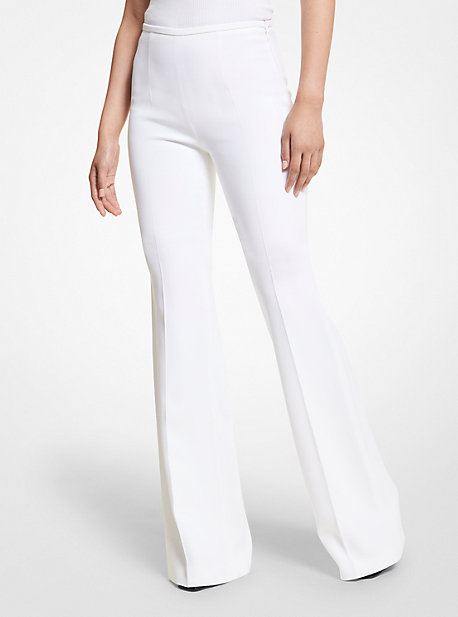 Shop Michael Kors Brooke Double Crepe Sablé Flared Pants In White