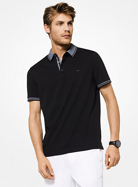 Michael Kors Greenwich Cotton Polo Shirt In Black | ModeSens