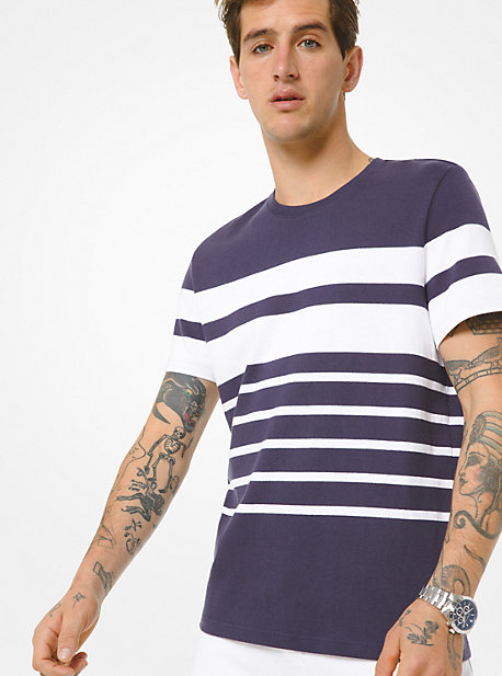 T-shirt rayé en jersey de coton - BLEU DE MINUIT(BLEU) - Michael Kors