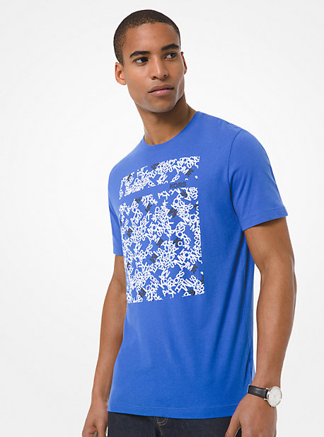 T-shirt en jersey de coton à logo graphique - POP BLUE - Michael Kors