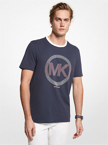 MK Logo Charm Cotton T-Shirt - Midnight - Michael Kors