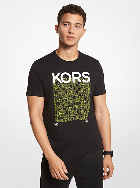MK Newsprint Logo Cotton T-Shirt - Black - Michael Kors