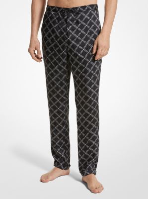 MK Pantaloni pigiama in tessuto con stampa logo Empire - Nero (Nero) - Michael Kors