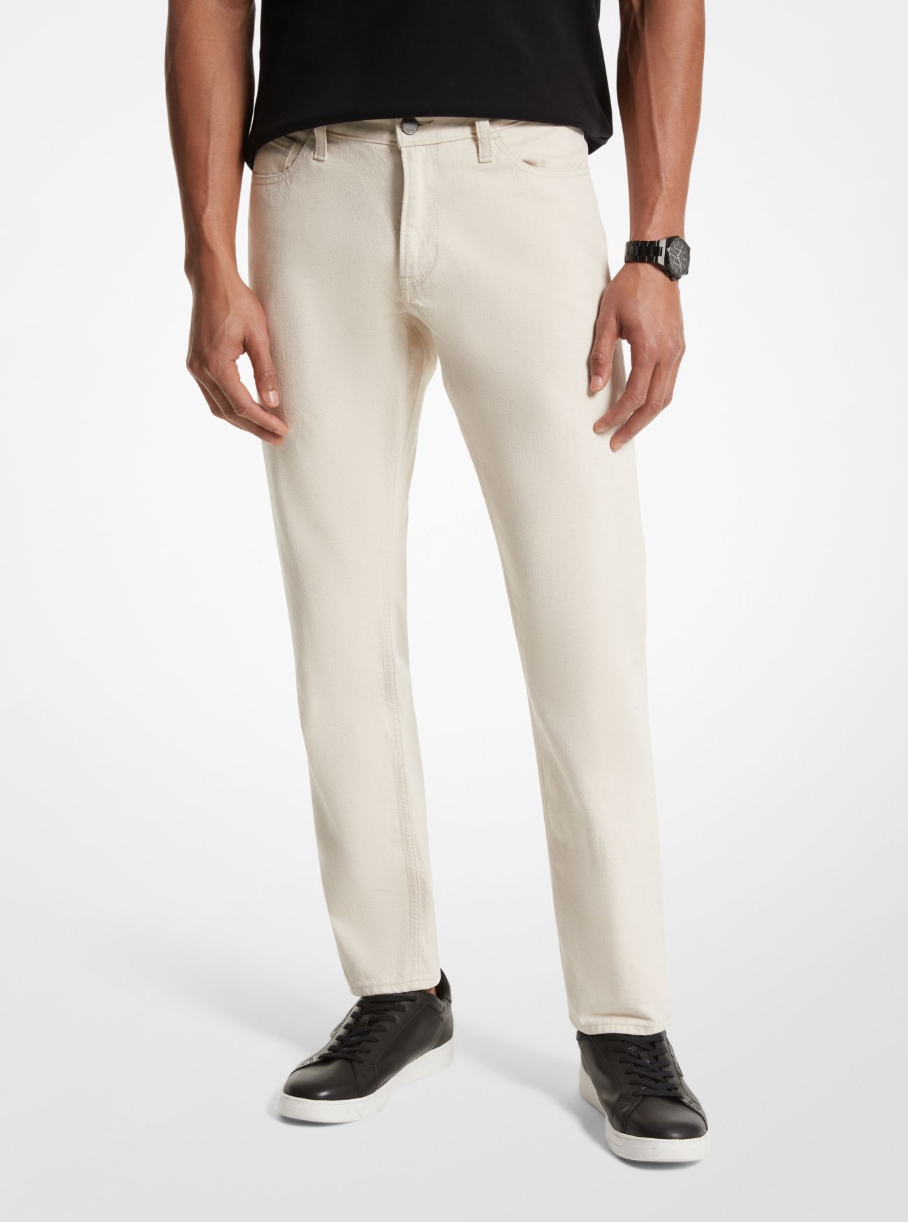 MK Stretch Cotton and Linen Jeans - Ecru - Michael Kors
